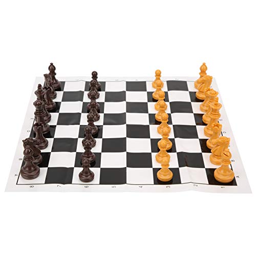 2 Set Chess Board Set, Portable Plastic Imitation Wood Colored Pieces Film Chessboard Checkers Game Playing Toy for Adults Childrens von LIYJTK