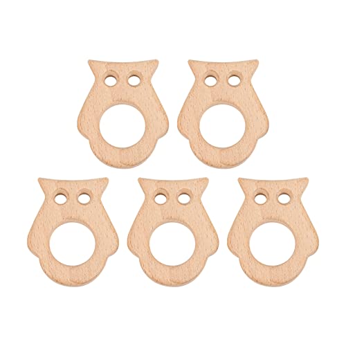 5Pcs Baby Holz Beißring Buche Sicher Ungiftig Robust Nette Eule DIY Schmuck Zubehör Beißring Baby Werkzeug Machen Halskette anhänger von LIYJTK