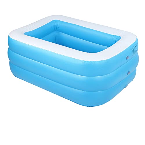 Aufblasbares Planschbecken für Kinder, großes quadratisches Schwimmbad, großes Spielzeug, Planschbecken, Schlauchboote, oberirdischer Pool, Badewanne für Hinterhof, drinnen und (Blue) von LIYJTK