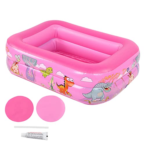 Aufblasbares Planschbecken für Kinder, großes quadratisches Schwimmbad, großes Spielzeug, Planschbecken, Schlauchboote, oberirdischer Pool, Badewanne für Hinterhof, drinnen und (Pink) von LIYJTK