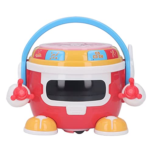 Baby-Musiktrommel-Spielzeug mit rotierenden Lichtern und Geräuschen, sensorisches Bauchzeitspielzeug für Neugeborene, Baby-Trommel-Roboterspielzeug, 360°-Drehung, pädagogisches (red) von LIYJTK