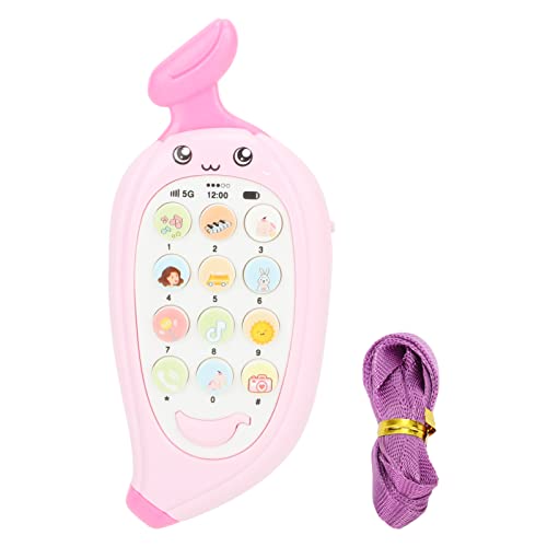 Baby-Telefon-Spielzeug, Fake für Kleinkinder, zweisprachiges Lernen, Bildung, Mobile, frühes Telefon, beißbarer Beißring, Abdeckung, mehrere Modi, Handy-Spielzeug, Banane (Pink) von LIYJTK