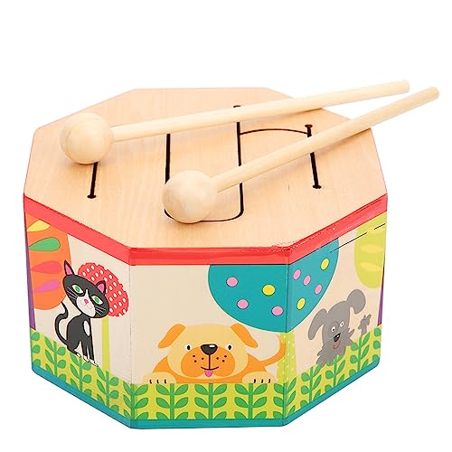 Cartoon Kinder Handtrommel Spielzeug Holz Musikinstrument Baby Sensorisches Lernen Lernspielzeug Musikset für Kinder Kindergeburtstagsgeschenke für Jungen und Mädchen von LIYJTK