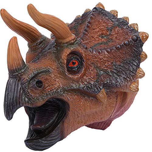 Cartoon Tier Hand Puppet Weich Gummi Tier Dinosaurier Kopf Interaktive Puppe Spielzeug für Mädchen Kunststoff Simulierte Lebendige große Geschenke (Triceratops-Wasserhahn) von LIYJTK