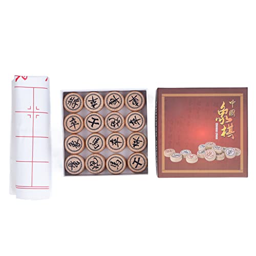 Chinesisches Schachlederbrett Intellektuelle Spiele Ovale Farbbox Stücke Durchmesser 3 cm Set Buchenholzwachstum Xiangqi-Spiel mit PU-Schachbrett von LIYJTK