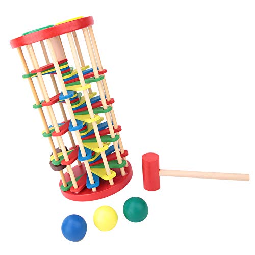 Hämmerspielzeug, Hämmer- und Roll-Holzturmspielzeug mit Hammer, leuchtende Farben, Früherziehungsspielzeug, Klopfen Sie den Ball ab, der von der Leiter rollt, Kinder für von LIYJTK