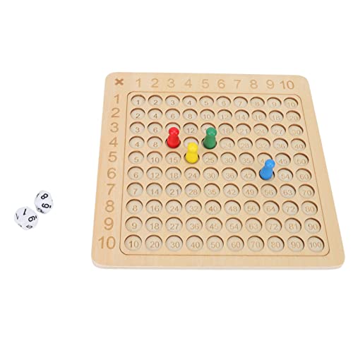 Hölzernes Montessori-Multiplikationsadditions-Mathe-Lernbrettspiel, Rechnen, pädagogisches Zählspielzeug für Kinder mit Schachbrett, Tischwürfelkarte für Familienbrett, von LIYJTK