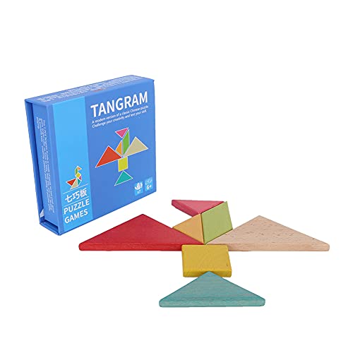 Holz-Sechseck-Puzzle für Kinder und Erwachsene, Holzpuzzle, Geometrie-Tangram mit Fotobuch, Kinder-Bausteine, Lernspielzeug, Lern-Tangram-Spielzeug von LIYJTK