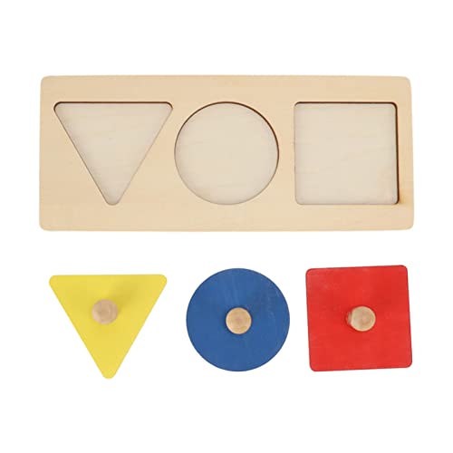 Holzform-Steckpuzzle für Kleinkinder, Vorschule, Baby-Puzzle, geometrisch mit Knöpfen, 3-farbiges Knauf-Spielzeug, Zuhause, Party, lustig, pädagogisch von LIYJTK