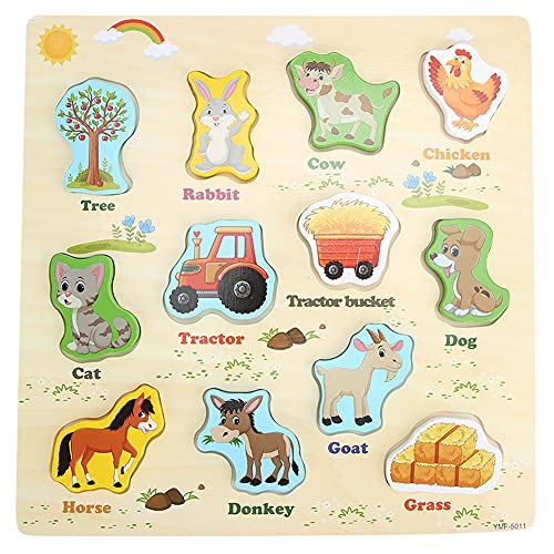 Holzpuzzles, Kinder Holzpuzzle Handgreifbrett Frühes pädagogisches Cartoon-Spielzeug für pädagogische Puzzles im Vorschulalter von LIYJTK