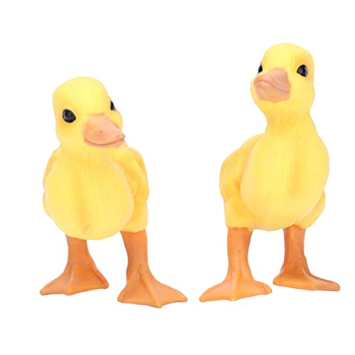 LIYJTK 1 Paar gelbe kleine Enten, Mini-Miniatur-Entenfiguren, Gartensimulationsmodus, solide Bauernhof-Figur für Bastelarbeiten, Aquarien, Heimdekorationen von LIYJTK