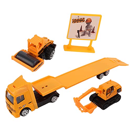 LIYJTK 4PCS Mini Alloy Construction Trucks Set Truck Vehicles Set Carrier Truck Engineering Trailer Car Toys Mini Digger Cake Toppers Die cast Forklifts for Kids von LIYJTK