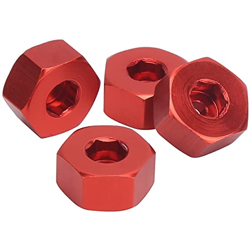 LIYJTK 4pcs Wheel Hub Hex Adapter, 5mm to 12mm Combiner Adapter Accessory RC Model Car Parts for WPL D12 1/10 RC Trucks (Red R) von LIYJTK