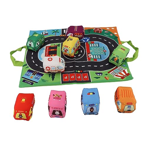 LIYJTK Baby-Stoffspielzeug-Set, Spielmatte, helle Farben, Tonpapier, multifunktionales Kleinkind-Stoffspielzeug-Set (Stoffauto-Set) von LIYJTK