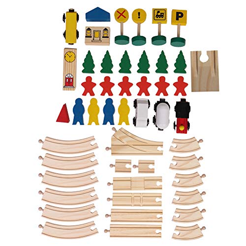 LIYJTK DIY-Kind-Kind-Frühpädagogisches Zugspielzeug aus Holz mit 8 Glyphen-Gleisset Kleinkind mit Gleisen Brio Chuggington Melissa und Doug erweiterbar veränderbar für 3 4 5 Jahre alte von LIYJTK