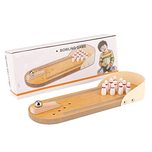 LIYJTK Holz-Partyspiele, Desktop-Mini-Bowling-Spielset mit Pins, Ball, Kinder-Indoor-Aktivitätsstrategie, Kinderspielzeug, interaktives Eltern-Kind-Kegelspielzeug, pädagogisch für die von LIYJTK