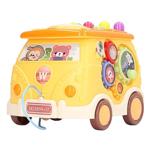 LIYJTK Musikalisches Baby-Bus-Spielzeug mit Soundeffekten, frühe Lernaktivitäten, interaktive Spielmusik, Telefon, Trommelformen, Farben, Beat A Mole-Spielzeug, pädagogischer (Yellow) von LIYJTK