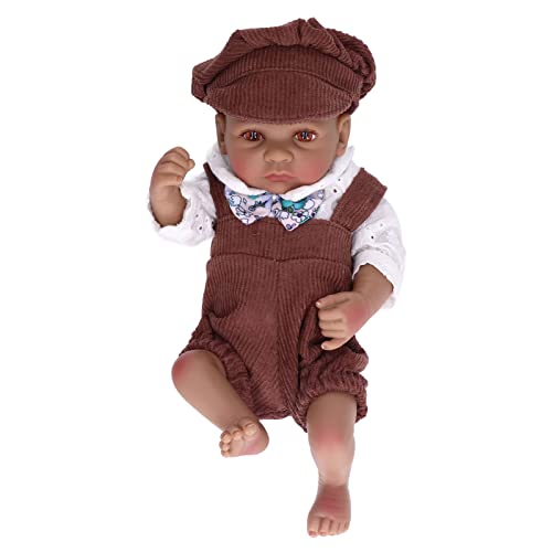 LIYJTK Neugeborene Puppe 10 Zoll Kinder Silikon Mädchen Baby Rollenspiel Spielzeug Geburtstag Geschlossene Geöffnete Augen (10inch Black Girl with Open Eyes) von LIYJTK