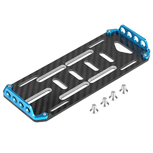 LIYJTK RC-Batteriemontageplatte, Kohlefaserplatte, Aluminiumlegierung, Kohlefaser-Batteriemontageplatte für Axial SCX10 CC01 F350 D90 RC-Auto im Maßstab 1:10 (Blau) von LIYJTK