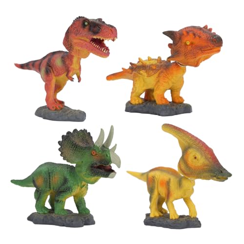 LIYJTK Realistisches Dinosaurier-Spielzeugset mit schüttelndem Kopf, lehrreich für Kinder, PVC-Metallfiguren von LIYJTK