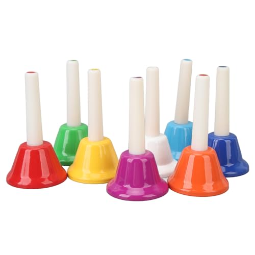 Legierungs-Handglocken-Set, bunt, 8 Noten, Musikalische Legierungs-Handglocken für Kinder, Erwachsene, Hochzeit, kompakte und tragbare Handglocken, Musikspielzeug für Kinder, von LIYJTK