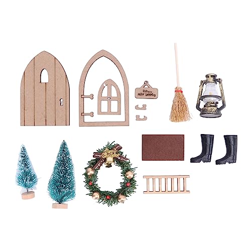 Puppenhaus-Feentür-Set, sicher, stabiles Holz, lebendige Farben, Weihnachtseintritt, Simulation, Puppenhaus, 1:12, 1:6, DIY von LIYJTK