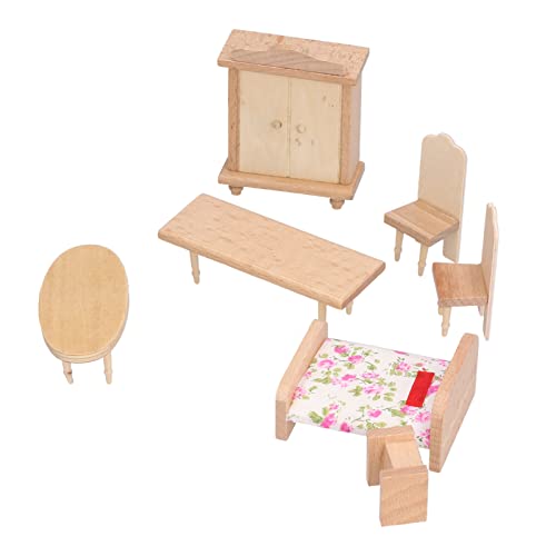 Puppenhausmöbel im Maßstab 1:12, Holz-Miniatur-Set, Zubehör, Modell, Schlafzimmer, leicht, exquisit, Mini von LIYJTK