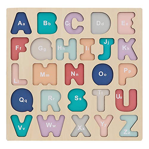 Wondertoys Holz-Alphabet-Puzzle-Set, ABC-Buchstaben- und Zahlentafel für Mädchen, Lernspielzeug, Puzzle, 2-, 3-, 4-jährige Kinder, Früherziehung, Geschenke für Mädchen und (Großbuchstabe) von LIYJTK