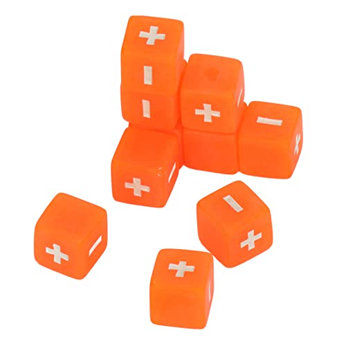 20pcs 16mm Unterrichtswürfel mit geglätteten sechsseitigen Würfeln mit Abgerundeter Ecke, Mathematikberechnung Minus Zeichen Plus Spielzeug für Kinder im Klassenzimmer (Orange) von LIZEALUCKY