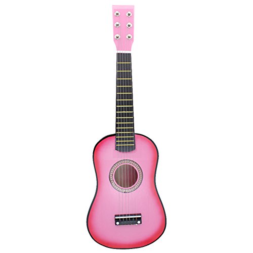 23-Zoll-Akustikgitarre für Kinder, 6 Saiten, Spielzeuggitarre, realistische Stahlsaiten, Anfänger zum Üben des ersten Musikinstruments für Kinder und Kleinkinder (Rosa) von LIZEALUCKY