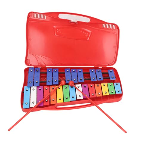 Hölzernes Percussion-Spielzeug, Musikinstrument, Bunte Metalltasten, Kinder-Glockenspiel, Xylophon, Handklopfen, Klavier, pädagogisches Entwicklungsspielzeug (Red) von LIZEALUCKY