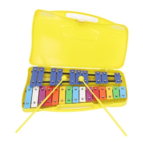 Hölzernes Percussion-Spielzeug, Musikinstrument, Bunte Metalltasten, Kinder-Glockenspiel, Xylophon, Handklopfen, Klavier, pädagogisches Entwicklungsspielzeug (Yellow) von LIZEALUCKY