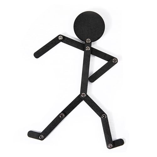 Hölzernes Strichmännchen mit beweglichen Gliedmaßen, Spielzeug für den Kindergarten, hausgemachtes Sport-Lernspiel, Spielzeug für kleine Klassen, Lehrmittel, 10 Karten, (Black Stickman) von LIZEALUCKY