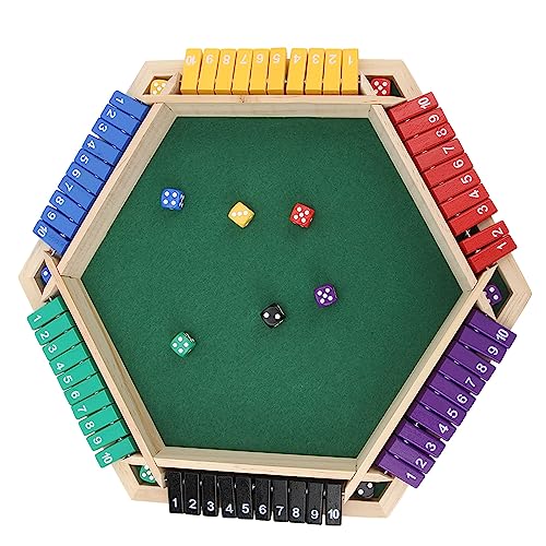 Holztischspiel, Würfelspiele, Shut The Box, pädagogisches Würfelspiel, 6 Spieler, 6-seitige Holztischplatte, Shut The Box-Spiel mit 12 Würfeln für Kinder und Erwachsene, von LIZEALUCKY