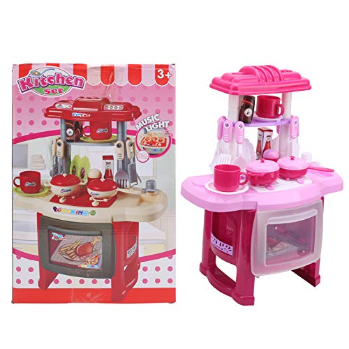 Küchenspielset Spielzeug Kinderspielset Rollenspielzeug mit Zubehör Kindersimulation Kochutensilien Spielen pädagogisch für Kleinkinder (Pink) von LIZEALUCKY