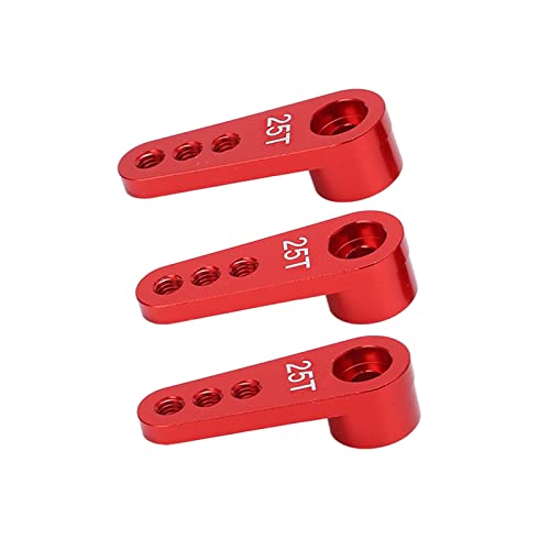 LIZEALUCKY 3 Stück RC Aluminium 25T Servohörner Metalllenkarm für 1/8 1/10 RC Car Upgrade-Teile Präzise Größe und perfekte Kompatibilität Machen den Metalllenkservoarm (Rot) von LIZEALUCKY