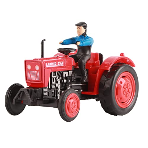 LIZEALUCKY Alloy Tractor Model Farm Machinery Simulation Boys Agricultural Toy Car Vehicle Sturdy Engineering Farmer Mini Working Machines for Children (Red) von LIZEALUCKY