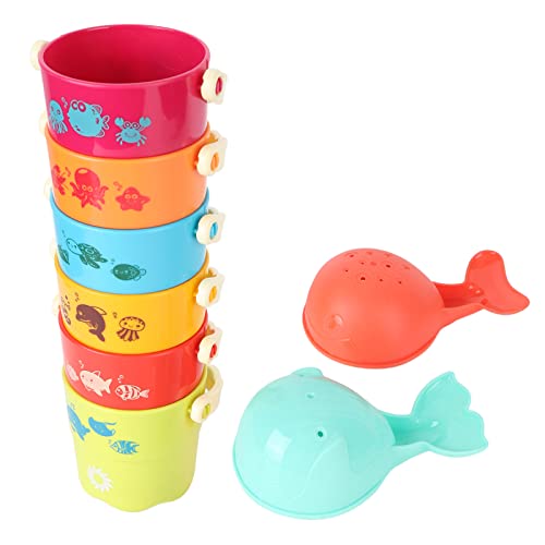 LIZEALUCKY Badezimmer-Stapelspielzeug stapelbar LKids Kinder Baby Badeboote schwimmende Wasserwannenspielzeug Spielen Badezimmer Stapeln Stackaearning Baden Wasserspielset Sommer von LIZEALUCKY