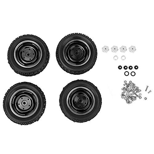 LIZEALUCKY Metall-4-Loch-U-förmiger Reifen, Gummireifen, Alufelgen, passend für MN-D90 MN-99 MN-91 FJ-45 Semi Truck Pickup Car (Black MN-024BL) von LIZEALUCKY