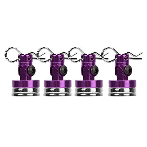 LIZEALUCKY Modellautoteile Metall-Magnetschalenpfosten mit R-förmigem Einsteckschnitt, 4 Stück magnetische unsichtbare Schalensäule für SCX10 4WD HSP 1/10 RC-Auto mit Schlitzen (Purple) von LIZEALUCKY