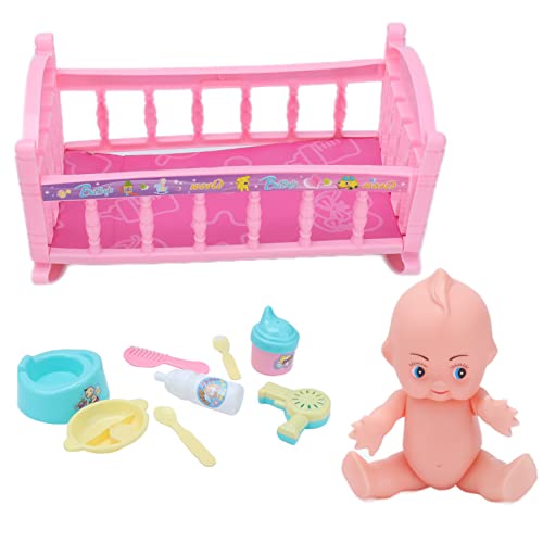 LIZEALUCKY Puppen-Spielset, Baby-Säuglingssimulation, inklusive Miniatur-Kinderbett, Fütterungszubehör, Haus-Reborn-Möbel-Spielzeug-Kits von LIZEALUCKY