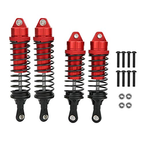 LIZEALUCKY RC-Auto-Stoßdämpfer, 4 Stück, Aluminiumlegierung, Metall vorne/hinten, Stoßdämpfer, Federbeine, Dämpfer, passend für 1/10 RC-Auto (Red) von LIZEALUCKY