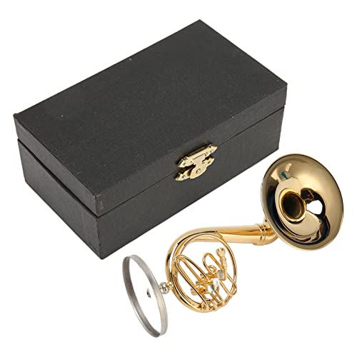 Miniatur-Waldhornmodell, goldenes Mini-Musikinstrument aus Messing, Trompeten-Saxophon-Notenmodell, Ornament für Büro, Auto, Zuhause von LIZEALUCKY