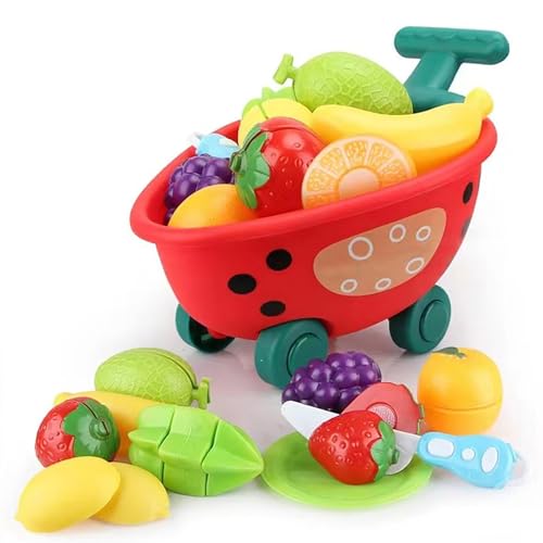 Spiel-Essenssets für Kinderküche, Spielzeug-Obst und Gemüse, Schneidespielzeug, Küchenzubehör, interaktives Rollenspiel-Kochset für Kinder, Gemüse von LIZEALUCKY