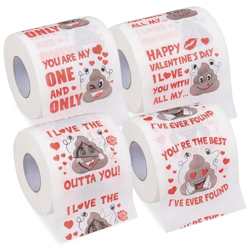 Toilettenpapier – Lustiges Gag-Geschenk für Valentinstag oder Jahrestag, Valentinstagsdekoration, Partyzubehör, lustiges Badezimmer-Geschenk für Männer/Frauen, 4 Stück von LIZHOUMIL