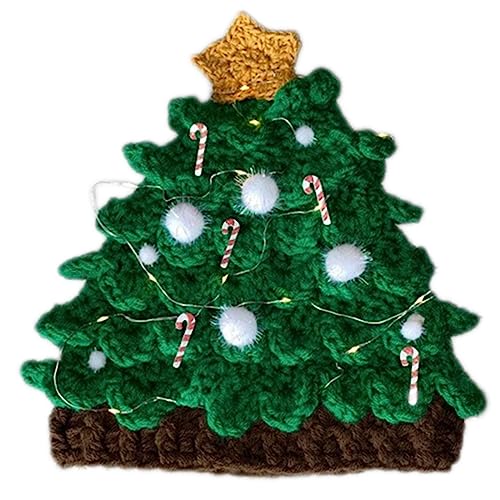 LIbgiubhy Gestrickte Weihnachtsbaummütze, hält den Kopf warm, Dekorationen für Feiertage, Geburtstag, Neujahr, Party-Dekorationen von LIbgiubhy