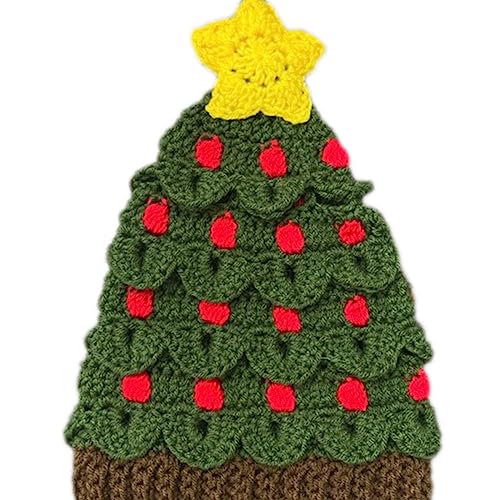 LIbgiubhy Gestrickte Weihnachtsbaummütze, hält den Kopf warm, Dekorationen für Feiertage, Geburtstag, Neujahr, Party-Dekorationen von LIbgiubhy