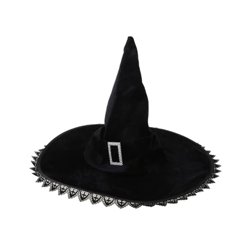 LIbgiubhy Hexenhut mit weicher Krempe für Halloween, Party, Damen, plissiert, Hexenkappe, Cos-Play, Kostüm, Kopfbedeckung, Bekleidungszubehör von LIbgiubhy