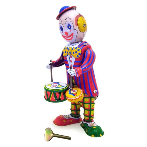 LIbgiubhy Nostalgisches Aufzieh Clown Trommelspielzeug Schreibtischzubehör Weißblech Zirkus Vintage Requisiten von LIbgiubhy