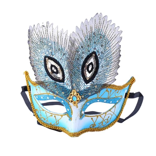 LIbgiubhy Pfauen-Maske, halb bemalt, Halloween, Abschlussball, Tiermaskerade, Party, Foto-Requisiten für Männer und Frauen von LIbgiubhy